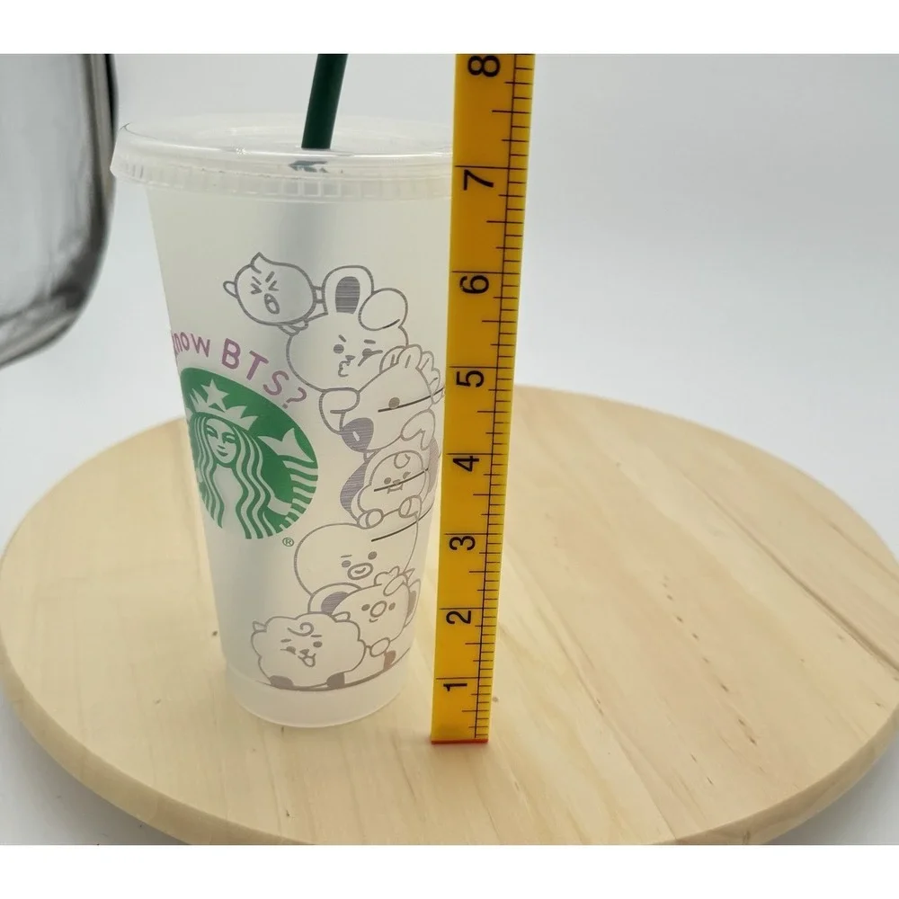Starbucks Reusable Cold Cup 24Oz BT21 Inspired Cartoon Characters Plastic‎ Lid